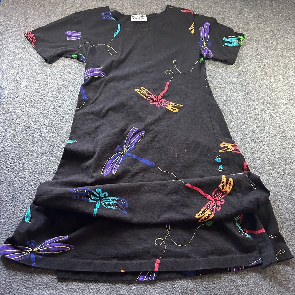 Vintage Copa Cabana Dress Women's Med maxi long dragonfly dress beach casual USA